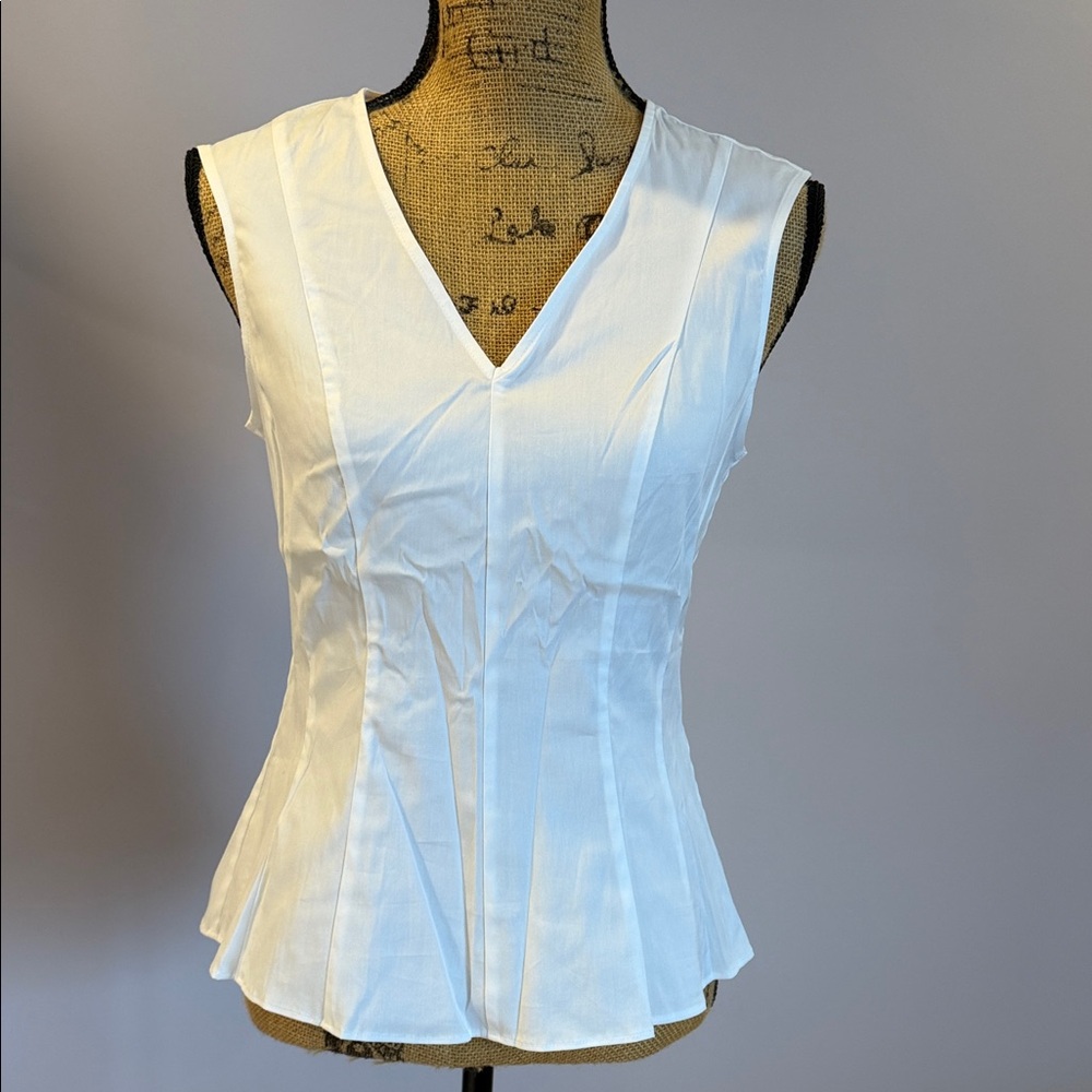 White House Black Market V-Neck White Blouse NWT